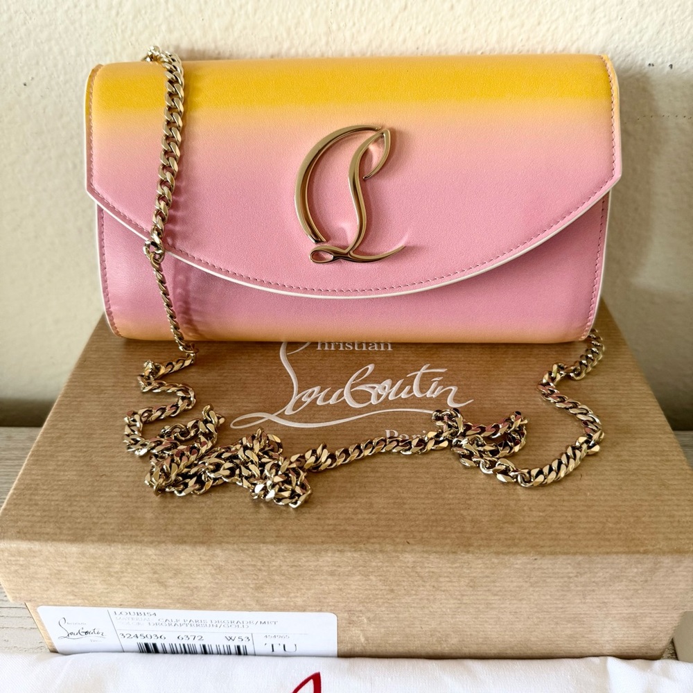 New Christian Louboutin Loubi54 crossbody leather mini bag, clutch on chain